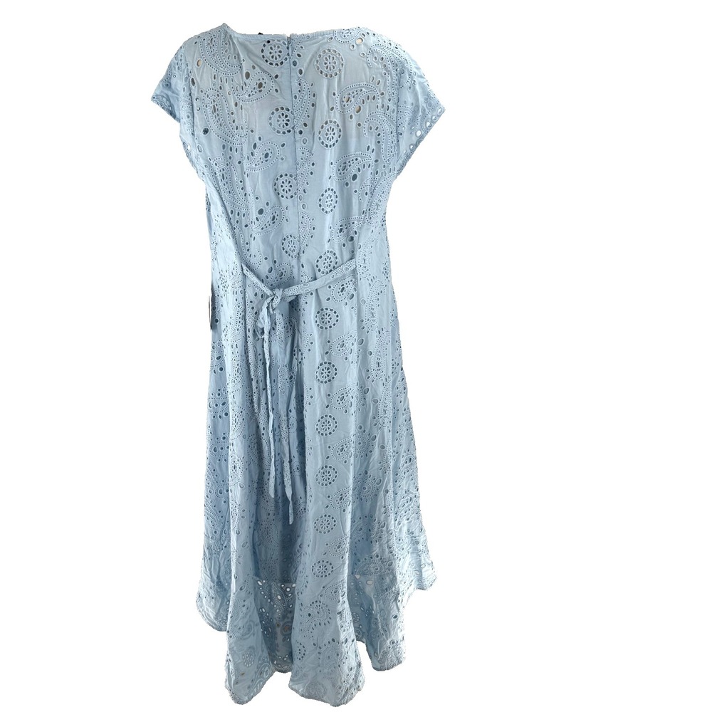 Anthropologie Universal Standard Eyelet High Low Midi Dress Women's 1X Baby Blue - Picture 8 of 16
